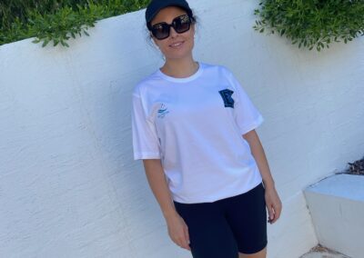 Front of Southern Sky sponsored tee worn by a Floreat Freestylers participant, showing Southern Sky logo